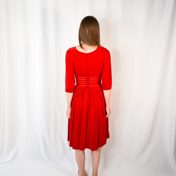 VINTAGE Carol Brent Red Velvet Holiday Dress 50s - Picture 4 of 7